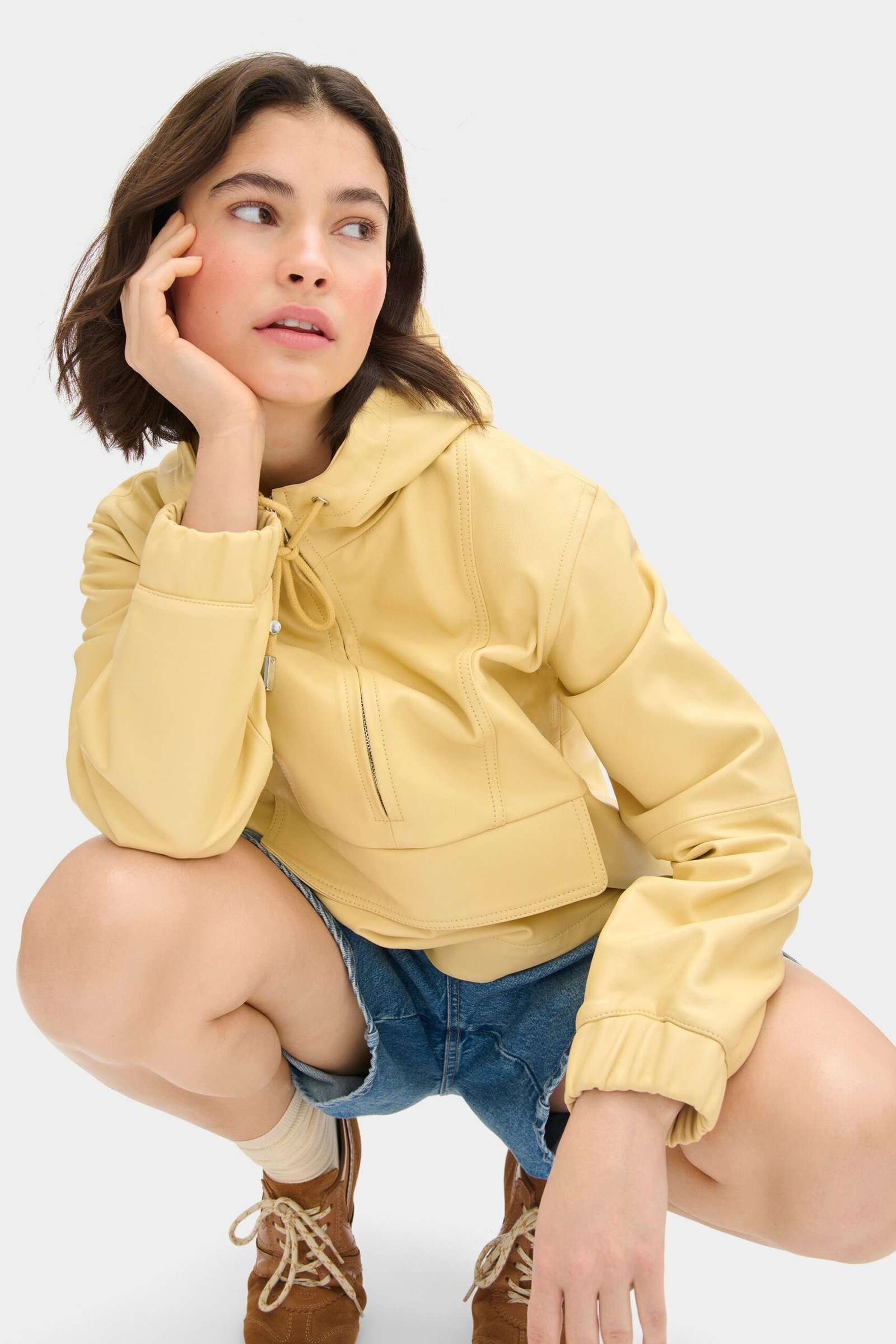 LB Alexia Leather Hooded Jacket - Image 2